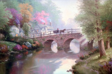 japanese bridge Painting - Hometown Bridge Thomas Kinkade
